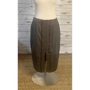 Equipment Bergdorf Goodman office siren dk grey ruffle front pencil skirt Size 8